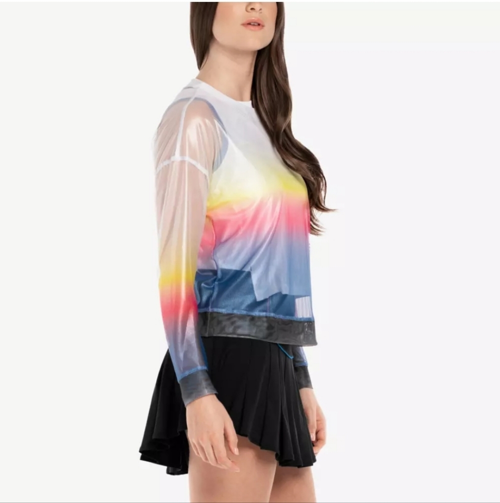 Lucky in Love Neon Light Ombre Mesh Long Sleeve Pullover Top  Size Medium - Picture 2 of 11